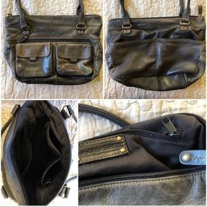 Fossil leather purse, dark gray